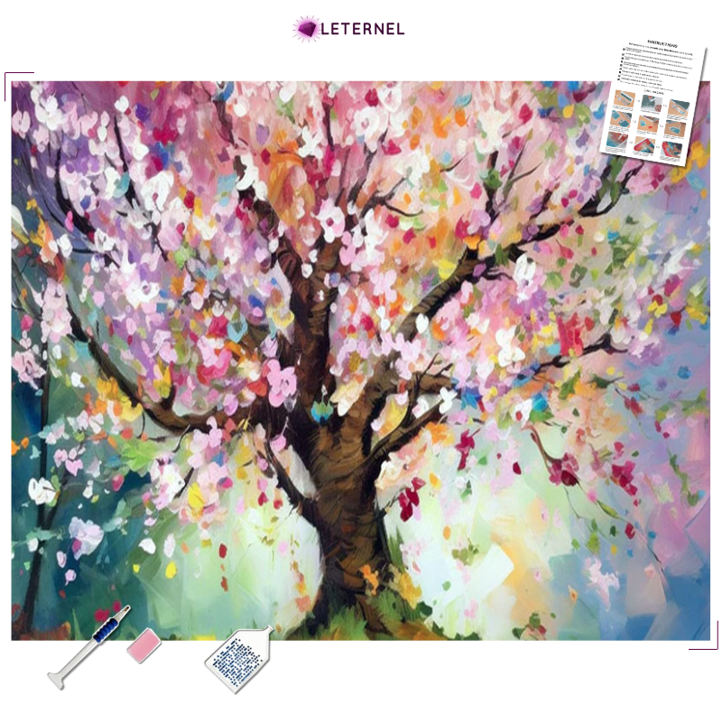 Broderie Diamant - Peinture arbre abstrait