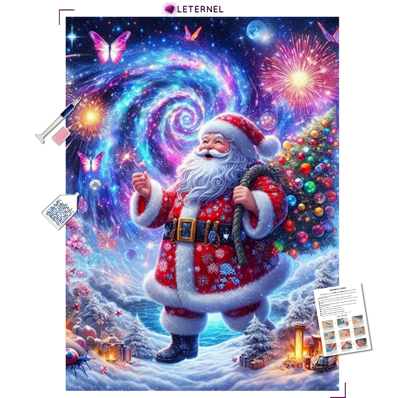 Broderie Diamant - Père Noël galaxie