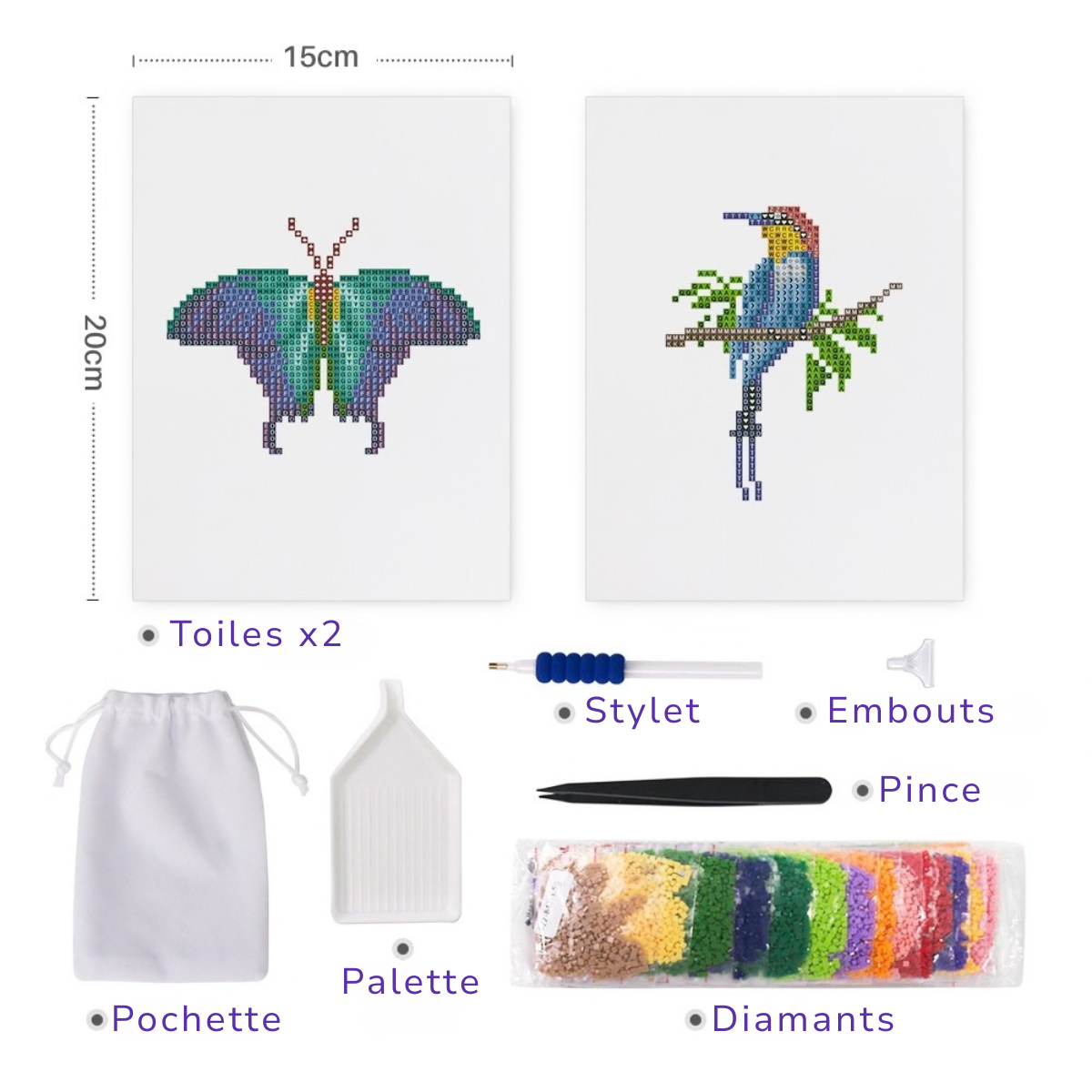 Kit Diamond Painting – Mini broderie diamant x2 - Perroquet | LETERNEL