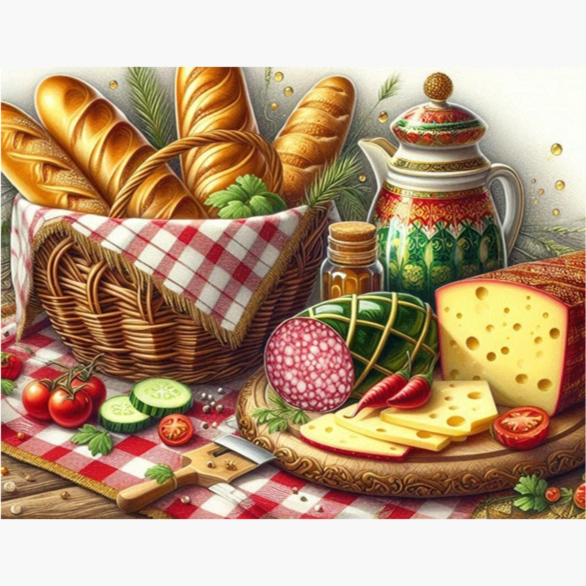 Broderie Diamant - Pique nique baguettes