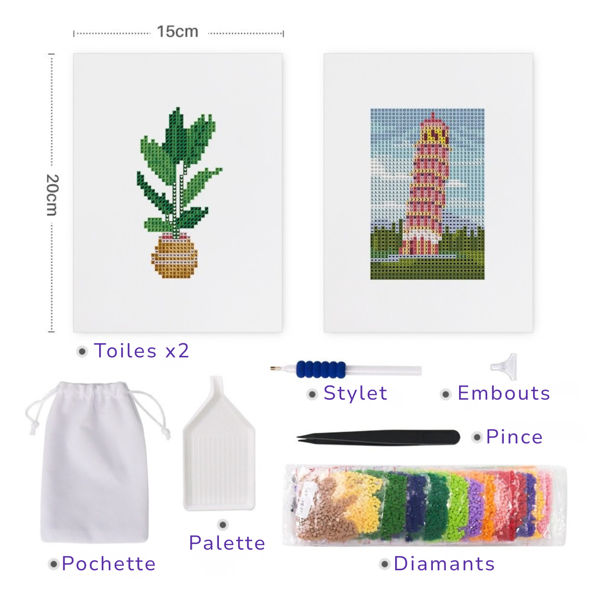 Kit Diamond Painting – Mini broderie diamant x2 - Pise | LETERNEL