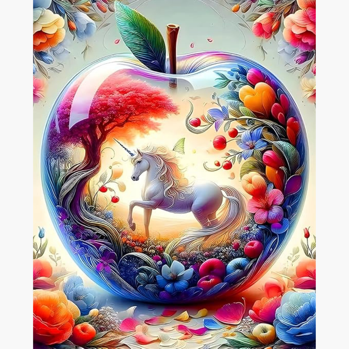 Broderie Diamant - Pomme licorne