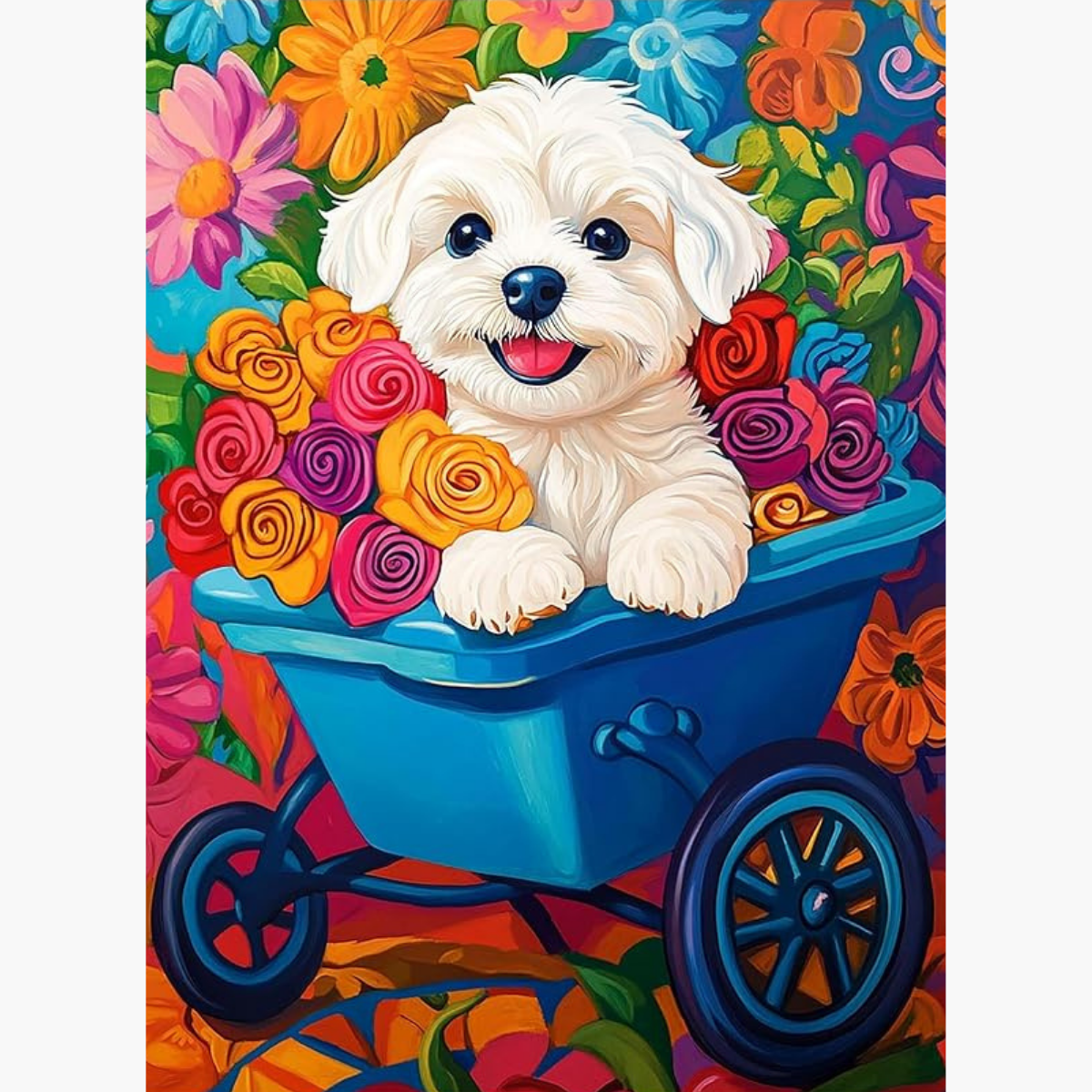 Broderie Diamant - Chien brouette