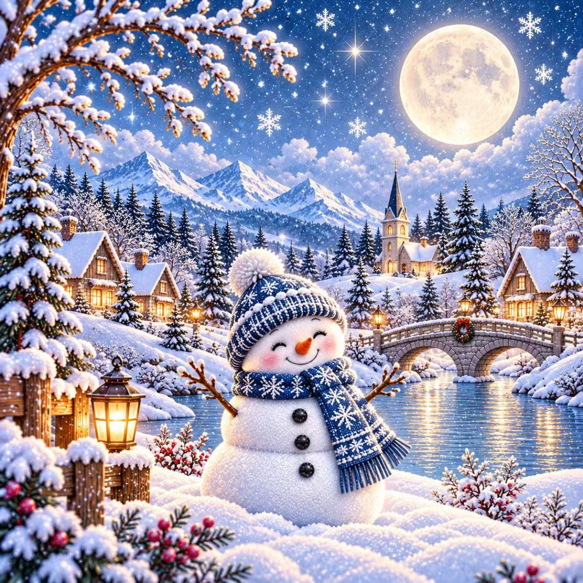 Broderie Diamant - Smile bonhomme de neige