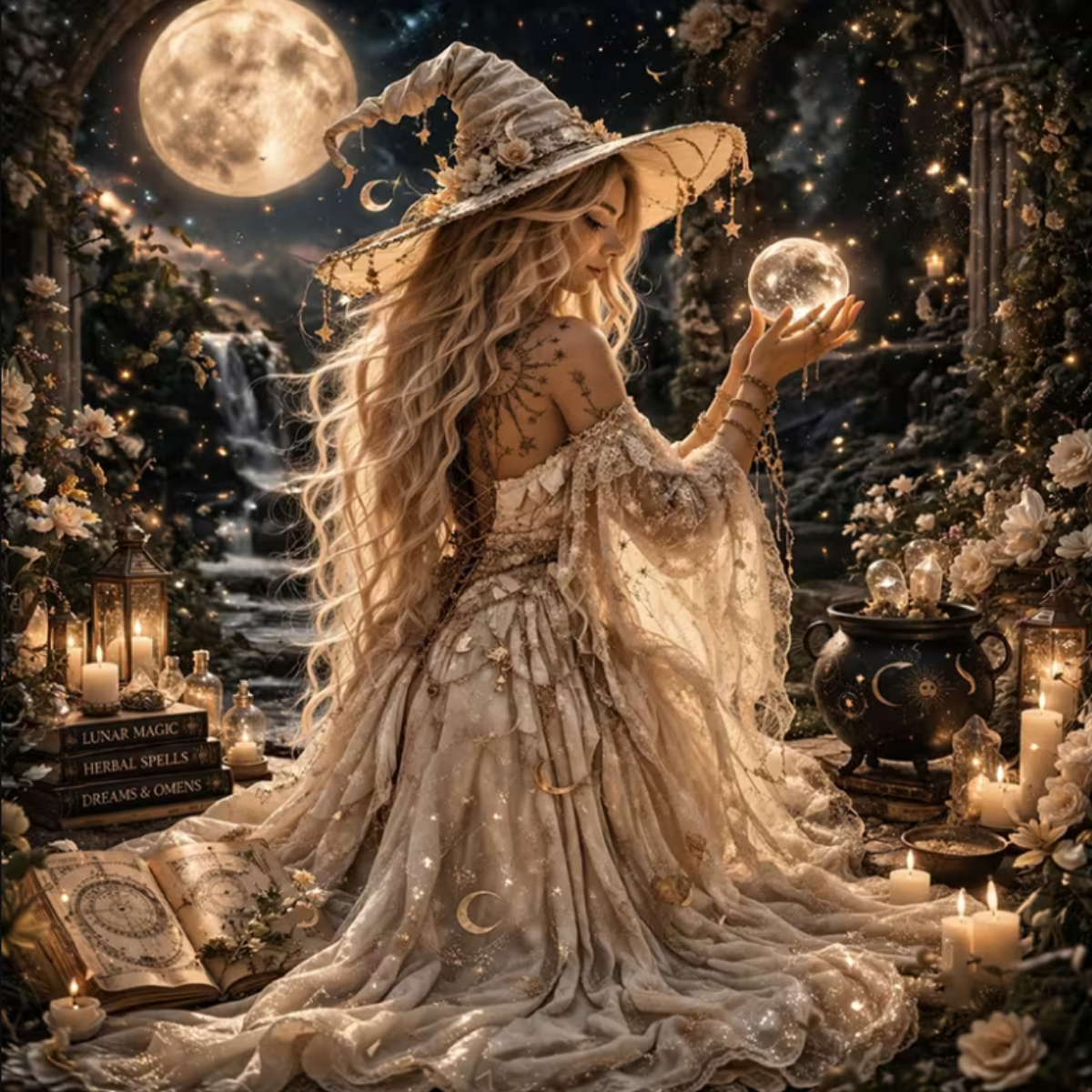 Broderie Diamant - Sorcière blanche