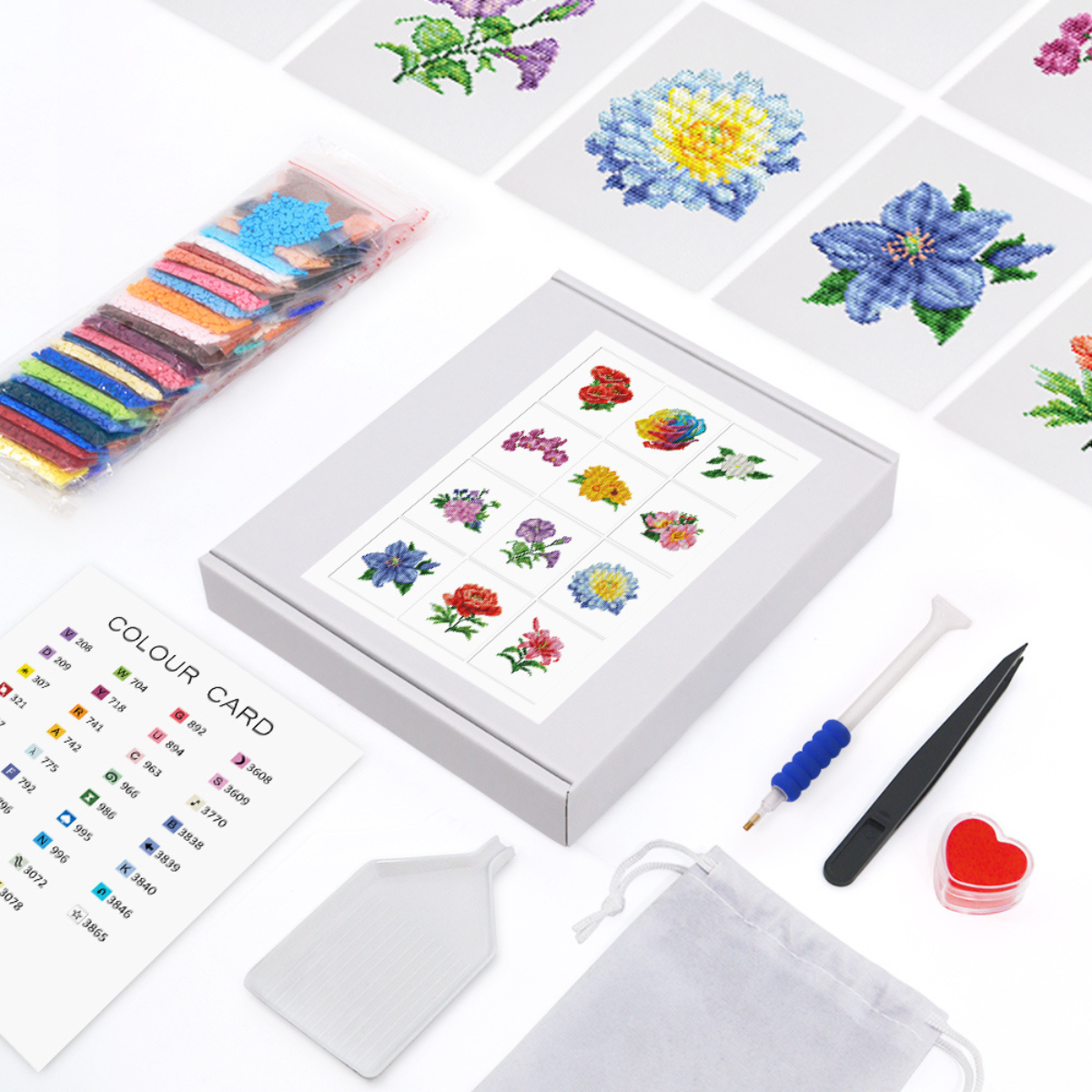 Mini broderie diamant x12 - Touches florales
