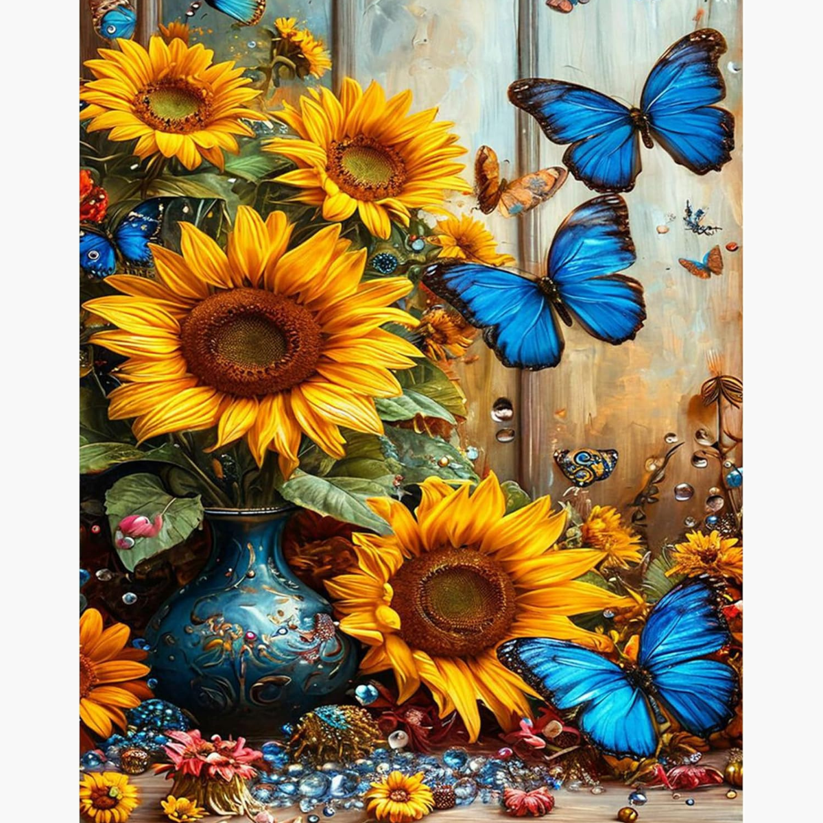 Broderie Diamant - Tournesols papillons