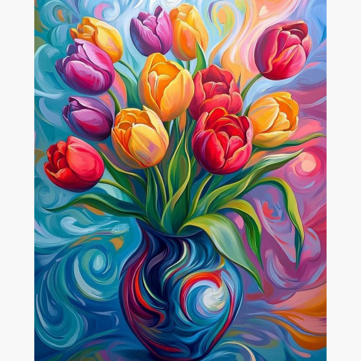 Broderie Diamant - Vase tulipes