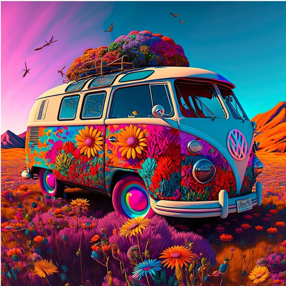 Broderie Diamant - Voyage hippie