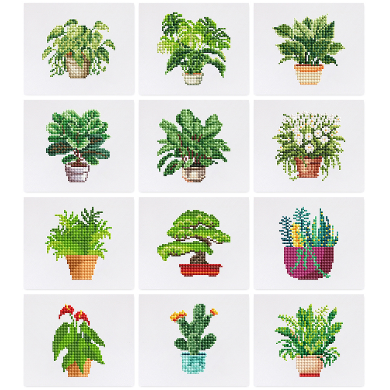Mini broderie diamant x12 - Plantes