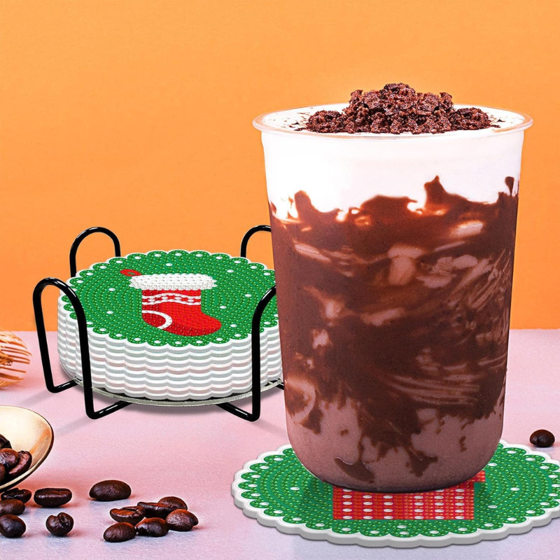 Sous-tasses à broder x8 - Noël