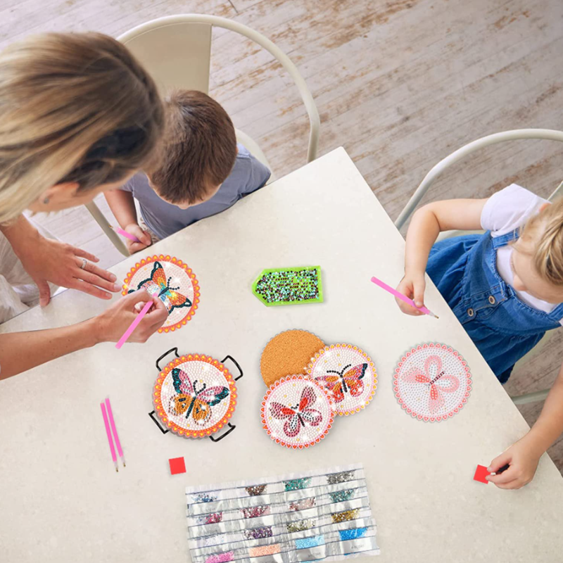 Sous-tasse à broder x6 - Papillons