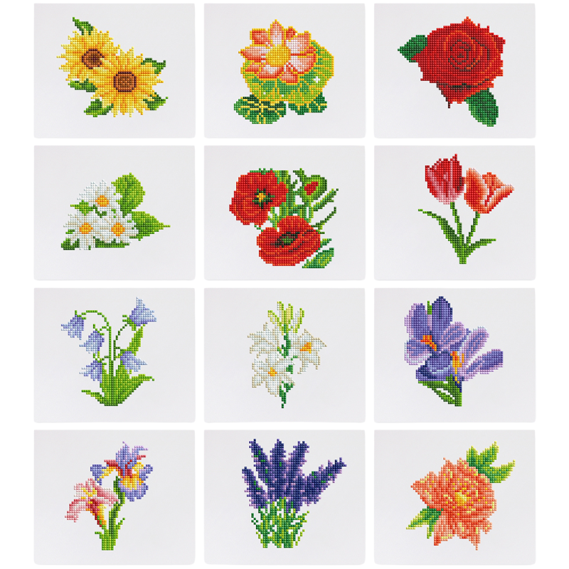 Mini broderie diamant x12 - Fleurs