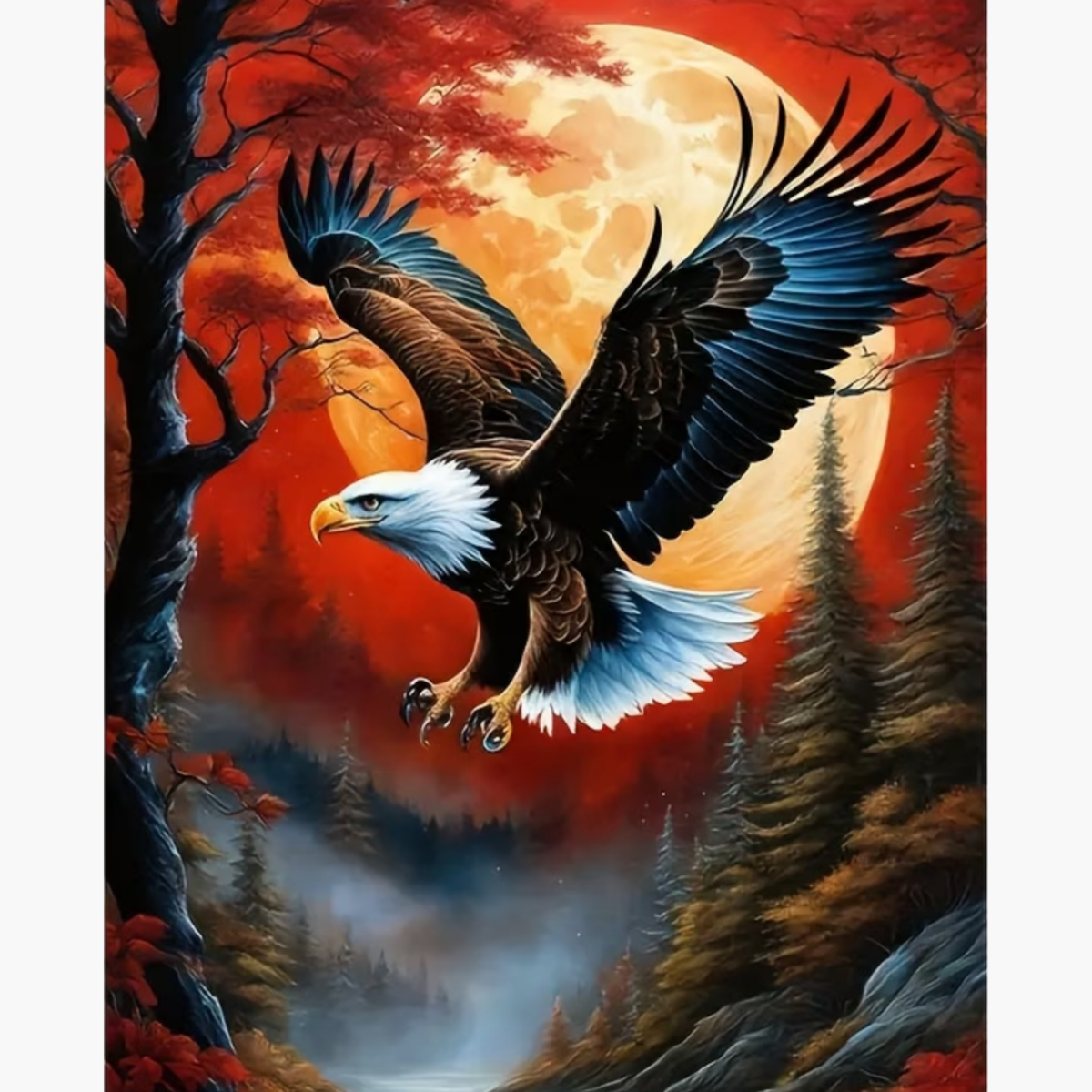 Broderie Diamant - Aigle lune