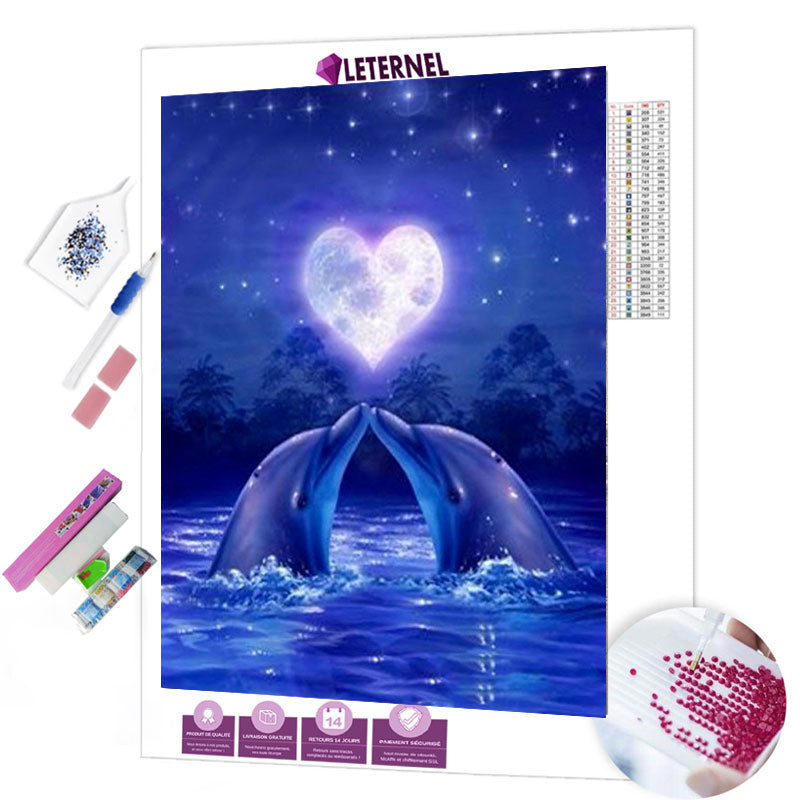 Broderie Diamant - Amour dauphins