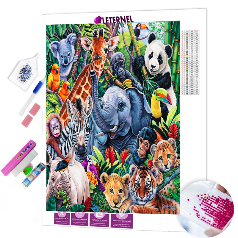 Broderie Diamant - Animaux savane