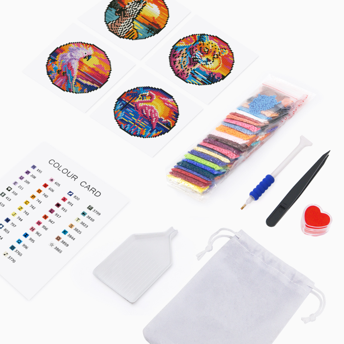 Broderie Diamant Mini broderie diamant x4 - Animaux – Kit complet broderie diamant | LETERNEL