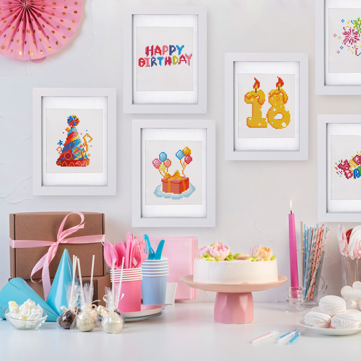Mini broderie diamant x12 - Anniversaire