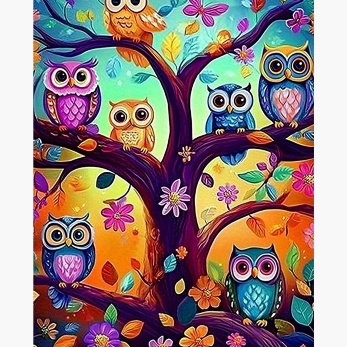 Broderie Diamant Arbre hiboux – Kit complet broderie diamant | LETERNEL