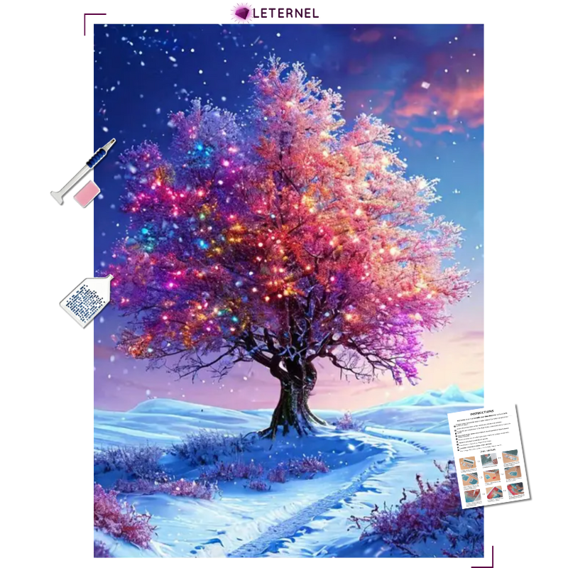 Broderie Diamant - Arbre Neige