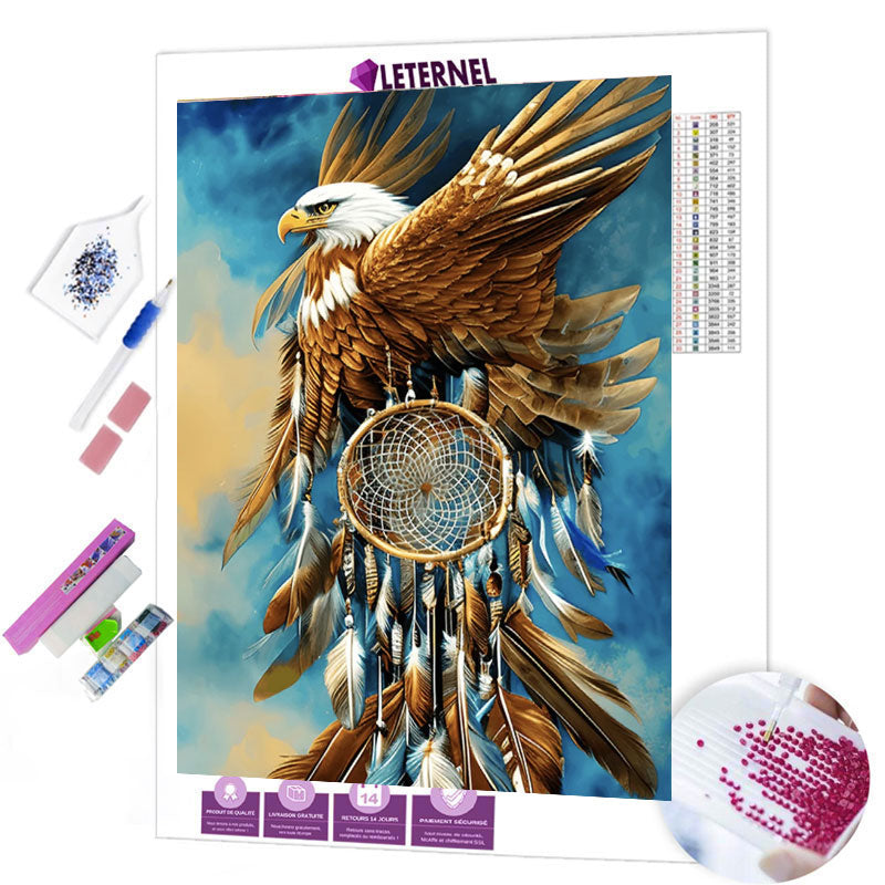 Broderie Diamant - Attrape rêve aigle