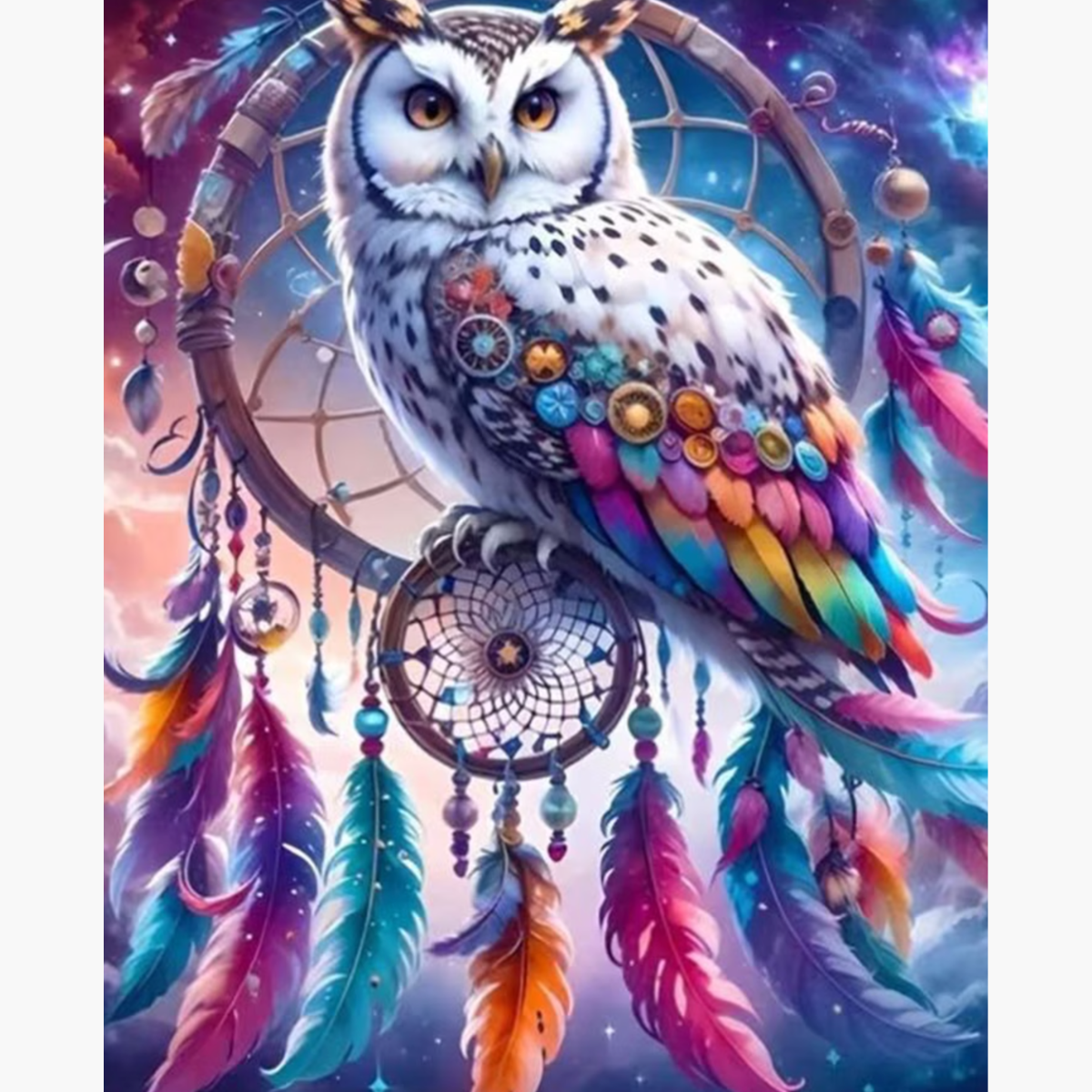 Broderie Diamant - Attrape rêve hibou