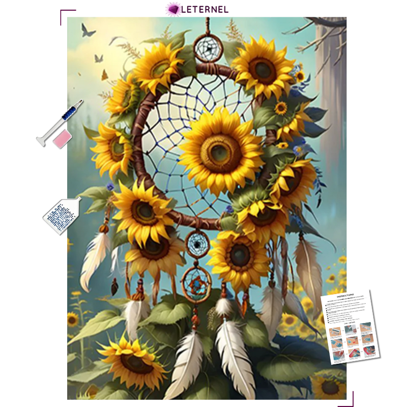 Broderie Diamant - Attrape rêve tournesols