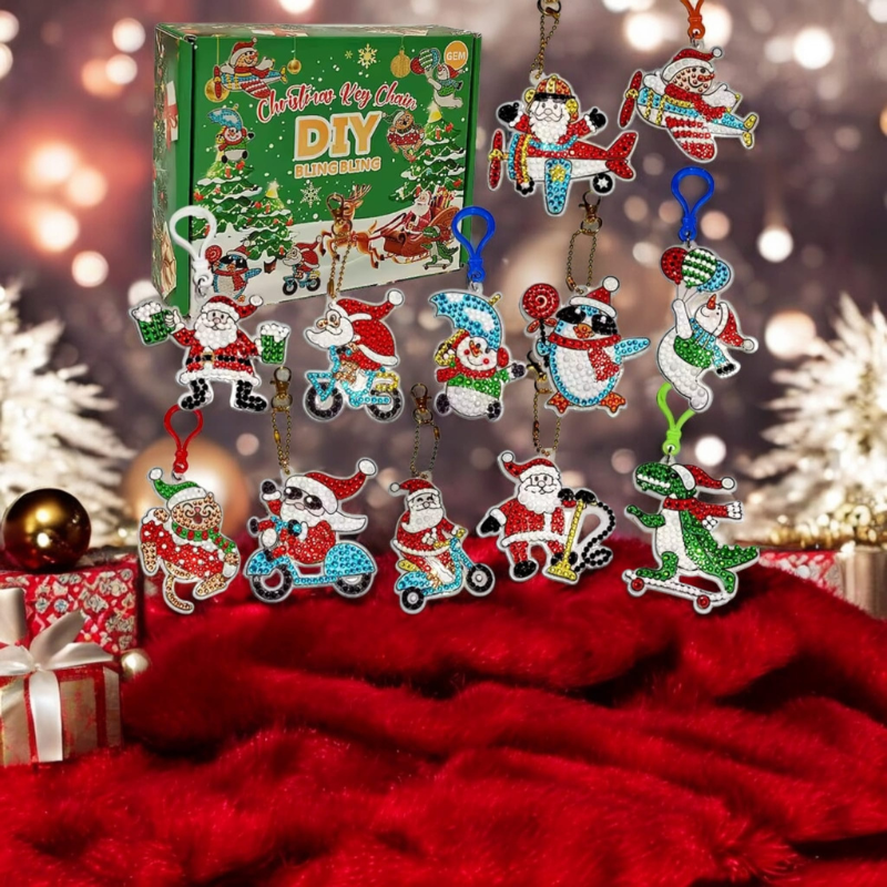 Porte-clefs de Noël à broder x12