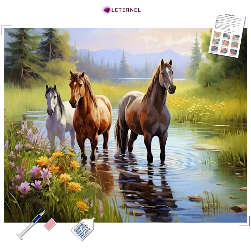Broderie Diamant - Balade chevaux
