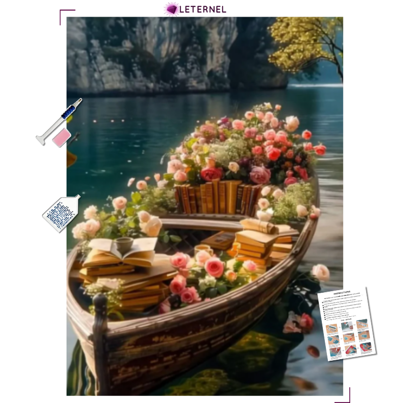 Broderie Diamant - Barque fleurie