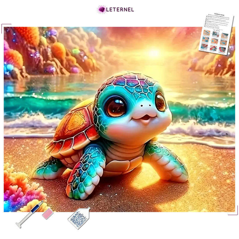 Broderie Diamant - Bébé tortue