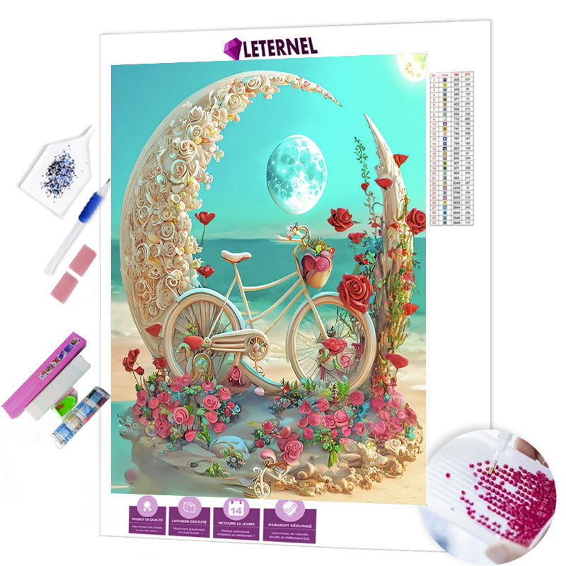 Broderie Diamant - Bicyclette romantique