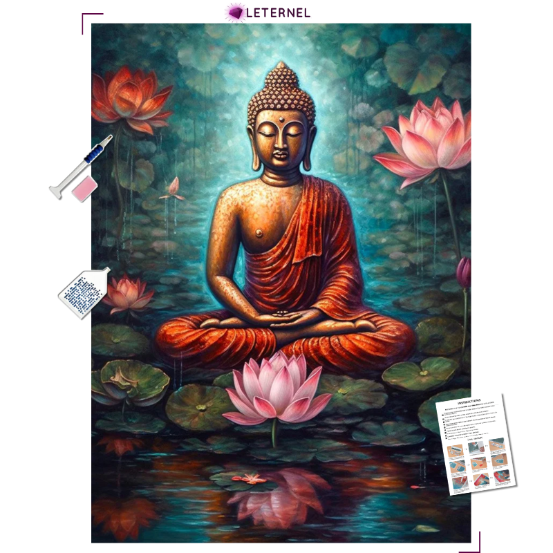 Broderie Diamant - Bouddha nénuphar