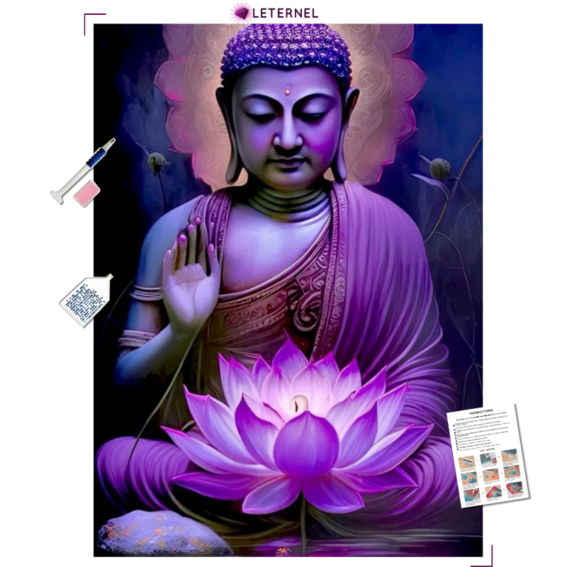 Broderie Diamant - Bouddha violet
