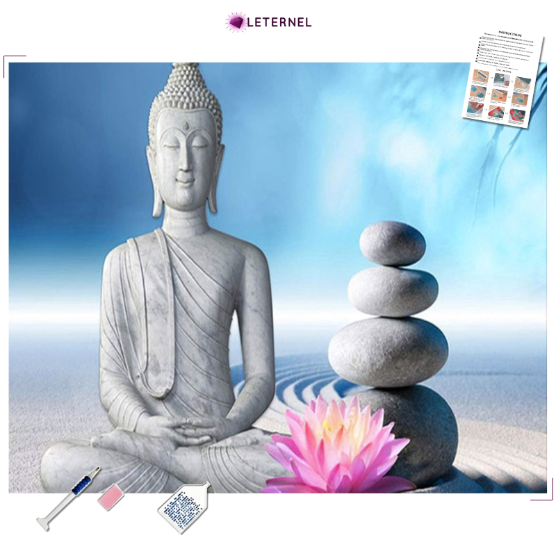 Broderie Diamant - Bouddha zen lotus