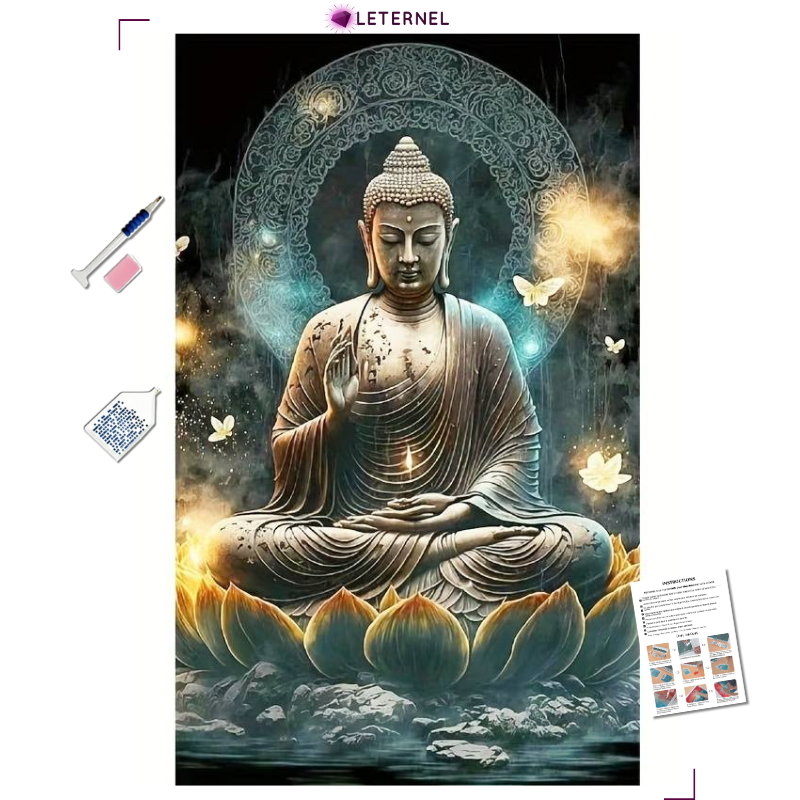 Broderie Diamant - Bouddha pierre lotus
