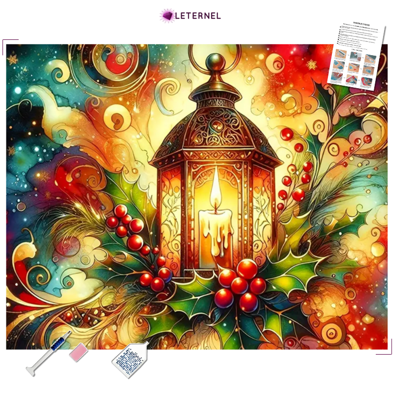 Broderie Diamant - Bougie Noël