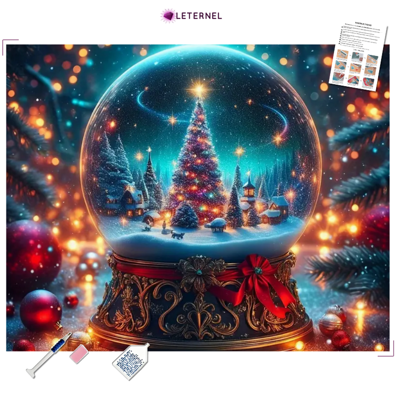 Broderie Diamant - Boule de cristal Noël