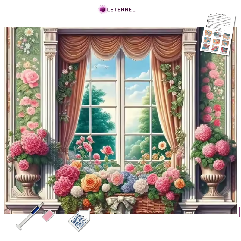 Broderie Diamant - Bouquets fenêtre