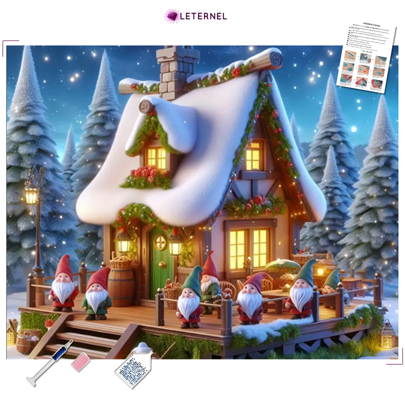Broderie Diamant - Cabane lutins