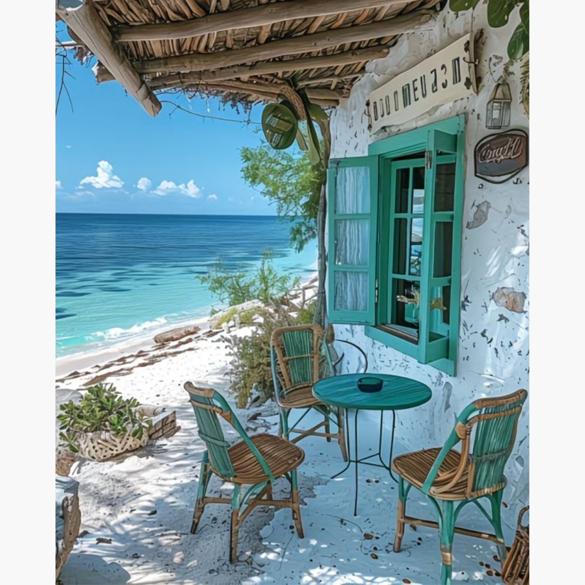 Broderie Diamant - Cabane mer