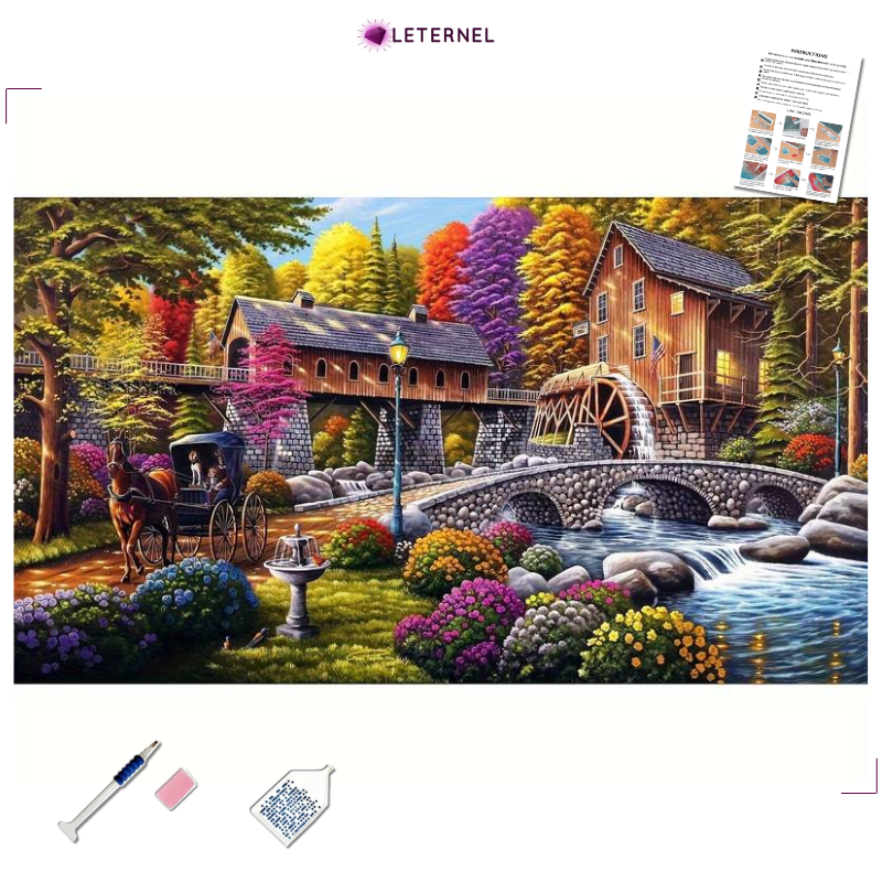 Broderie Diamant - Calèche animaux