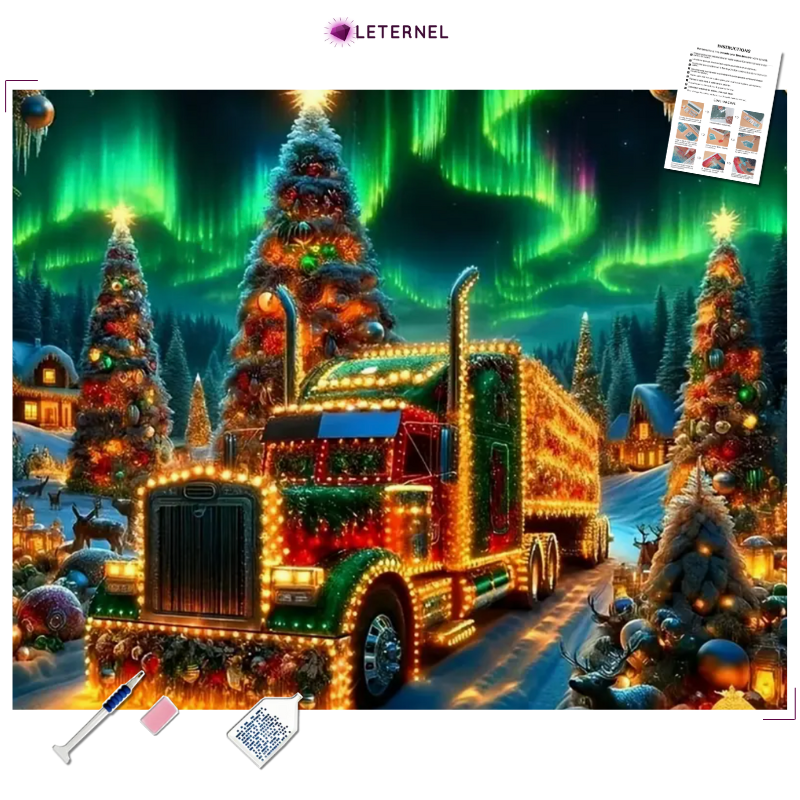 Broderie Diamant - Camion Noël