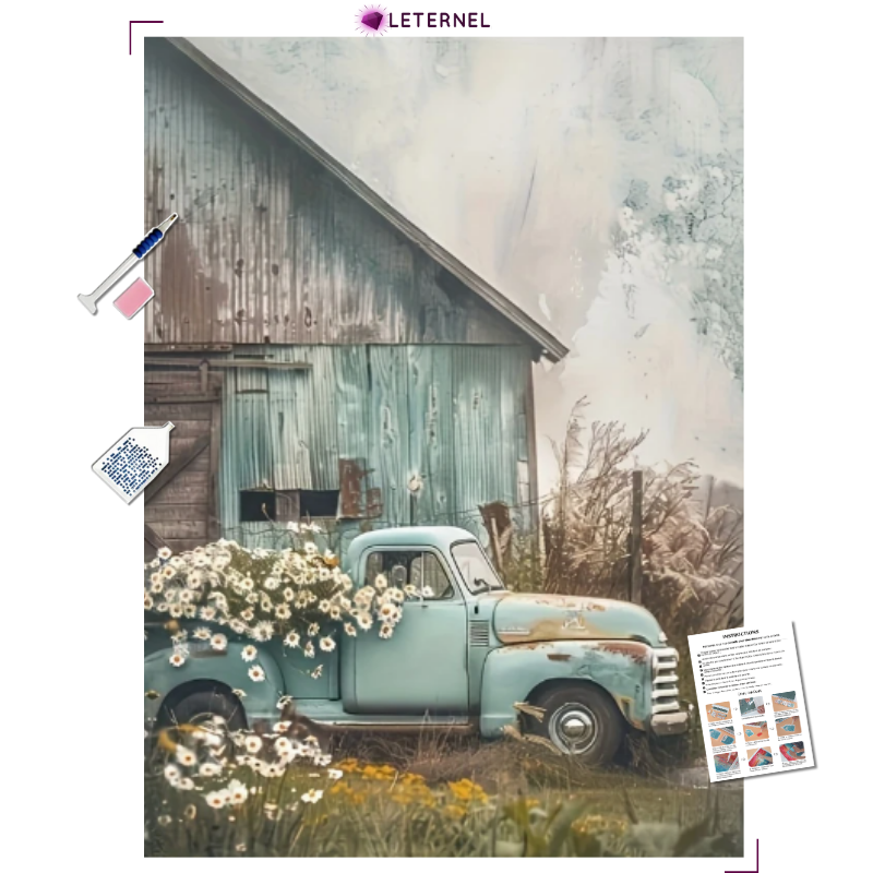 Broderie Diamant - Camionnette rétro