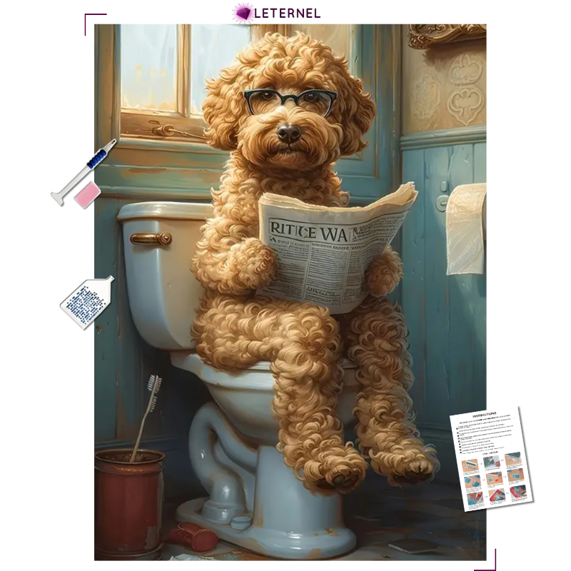 Broderie Diamant - Caniche WC