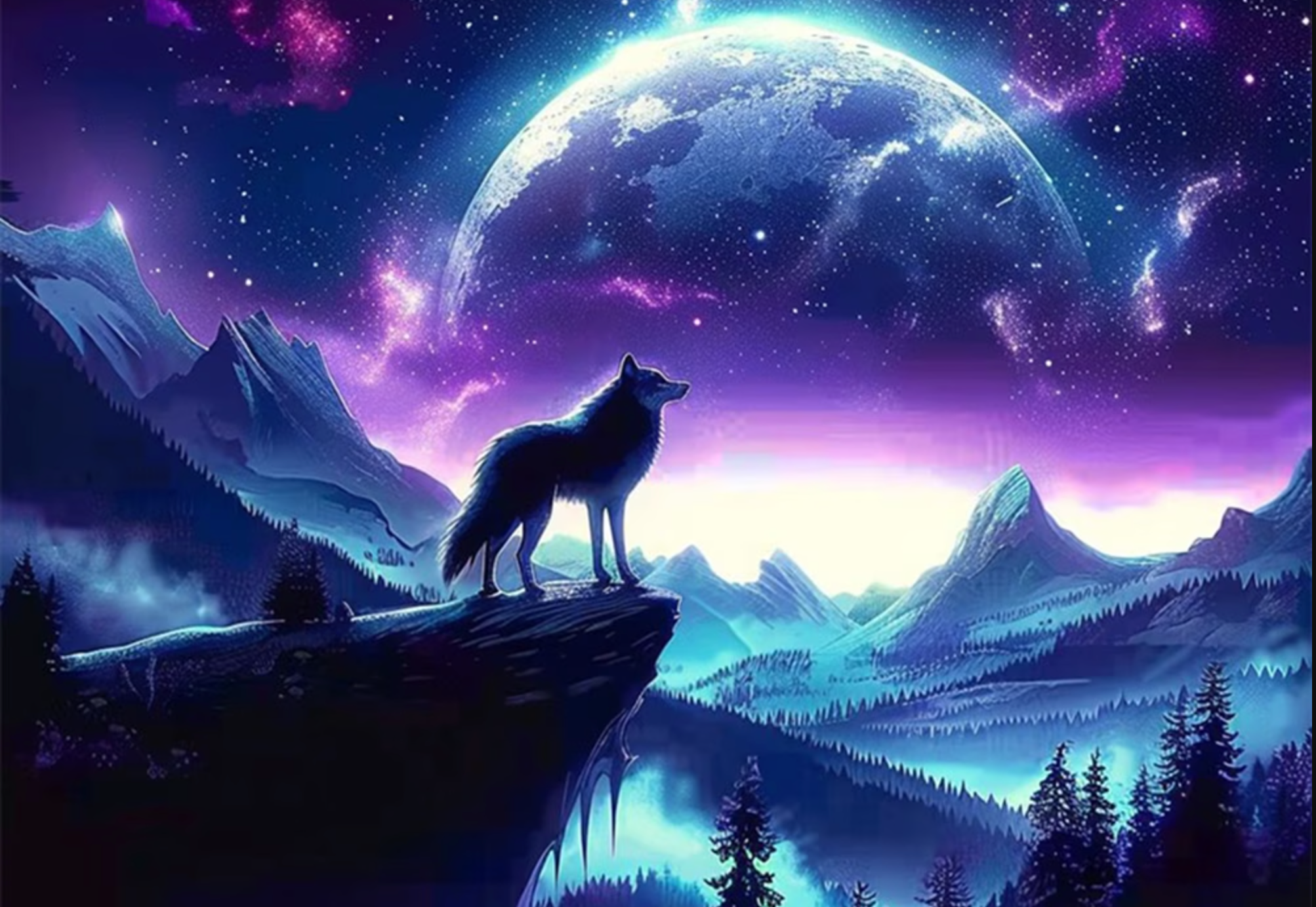 Broderie Diamant - Figure loup