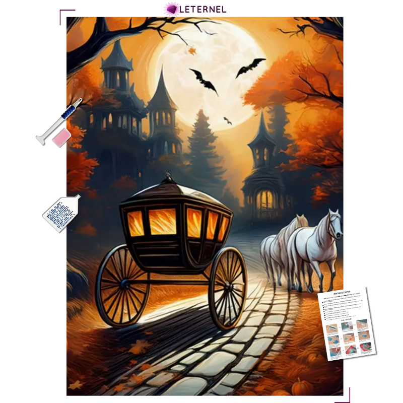Broderie Diamant - Carrosse Halloween
