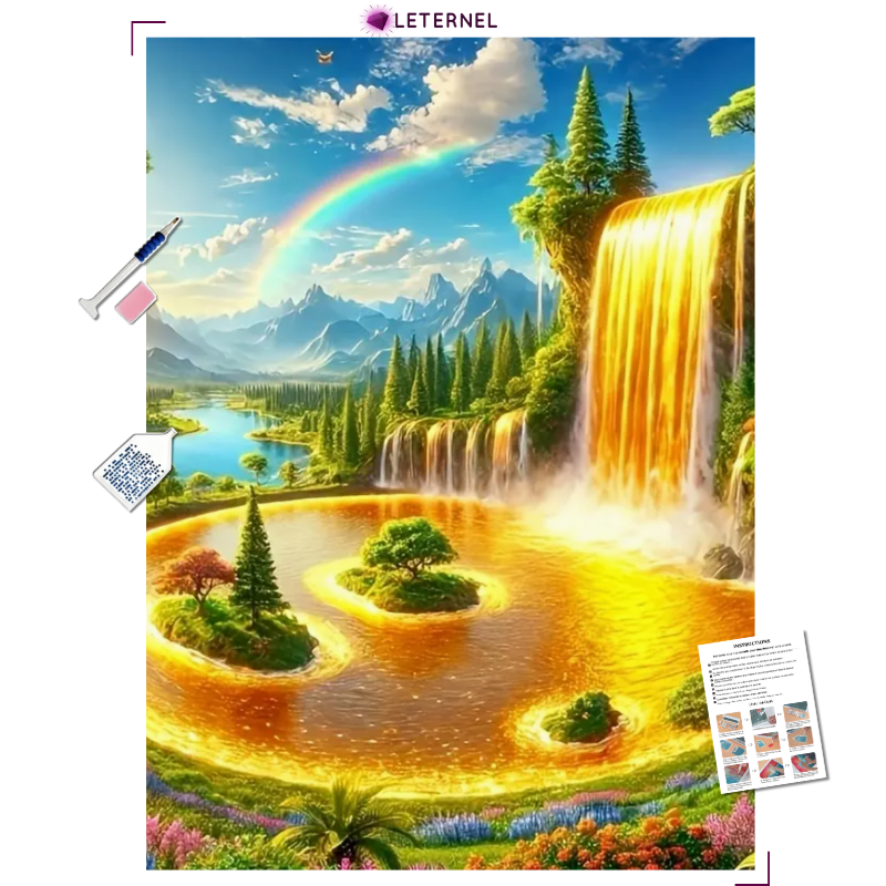 Broderie Diamant - Cascade d'or