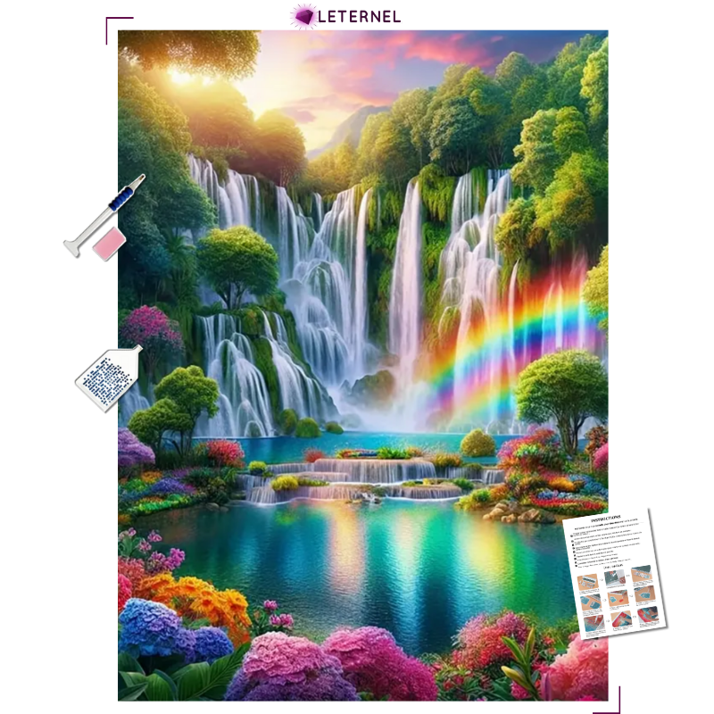 Broderie Diamant - Cascades arc-en-ciel