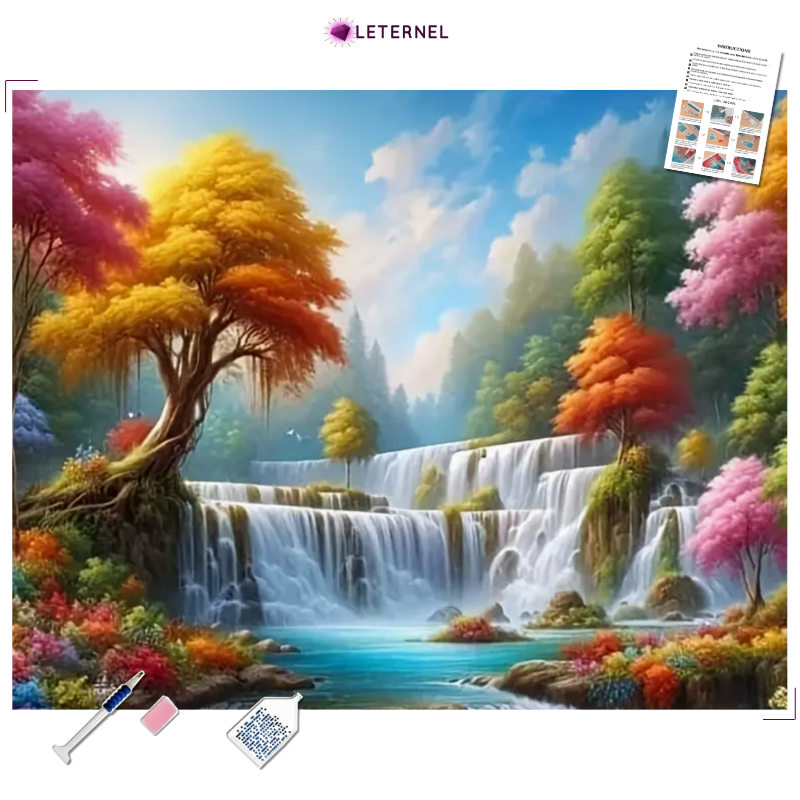 Broderie Diamant - Cascades automne